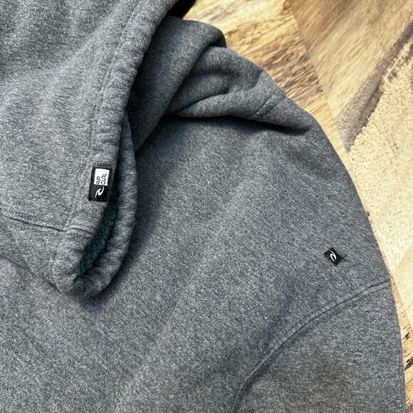 Rip Curl Sherpa Lined Full Zip Hoodie Grey Aqua Cozy Surf Jacket Men’s L - Picture 7 of 10